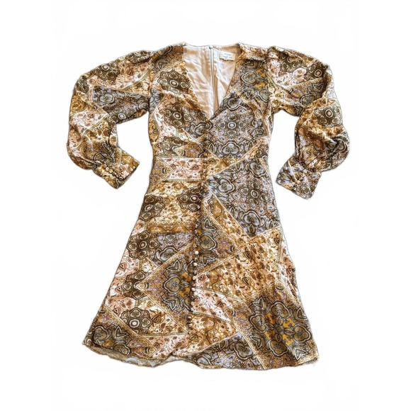 Anthropologie Dresses & Skirts - Kachel X Anthropologie Zola Patchwork Paisley Button Front Mini Dress Size 2